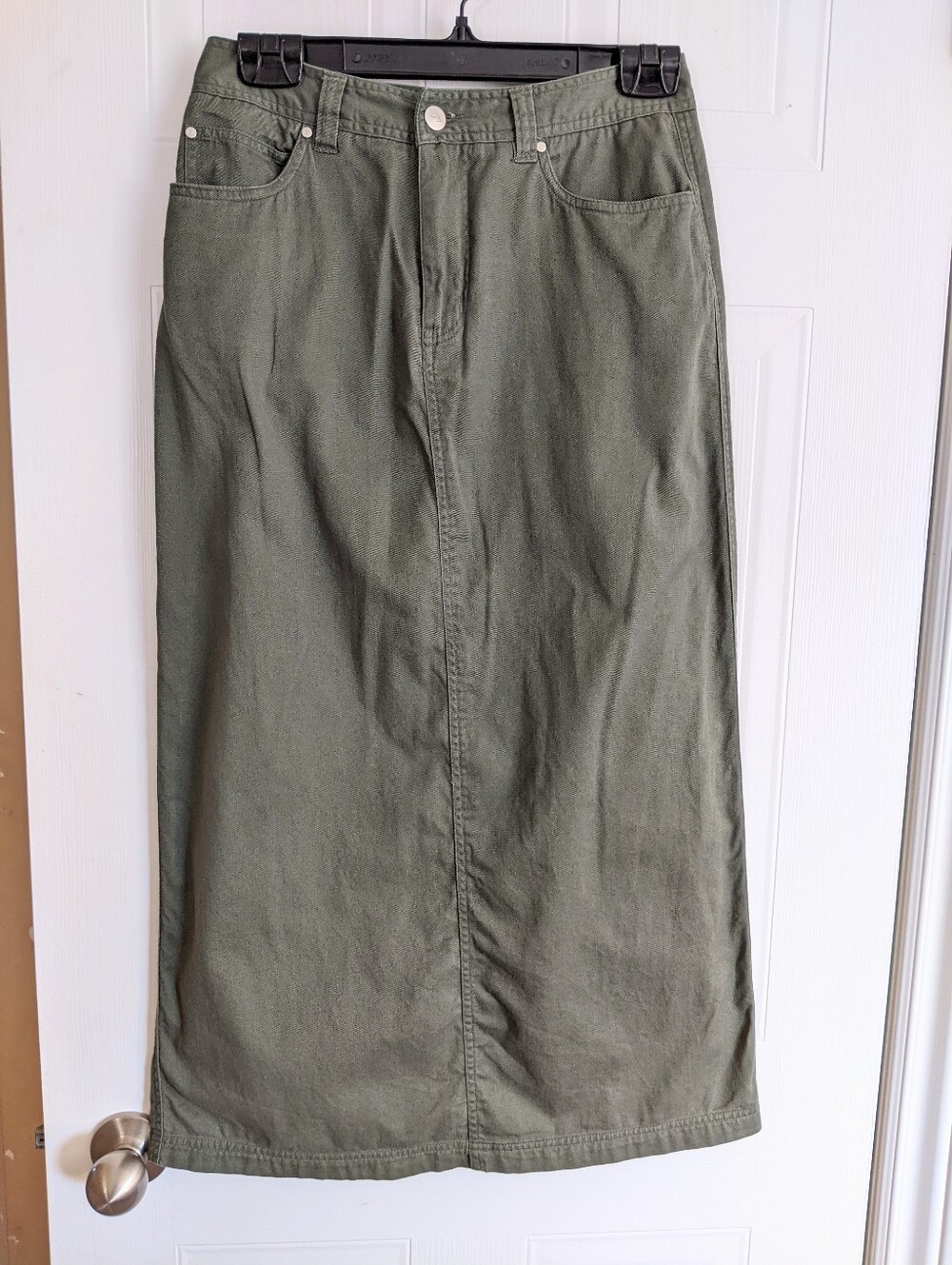 Classic 90's Cotton Ginny Olive Green Cotton Maxi Skirt Size 3